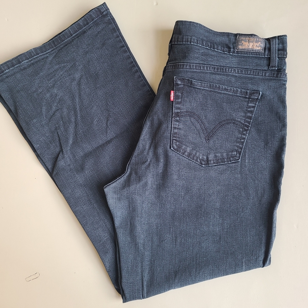 Levis Perfectly Slimming 512 Bootcut Size 16 SHORT Jeans Black Stretch Denim - Picture 4 of 11